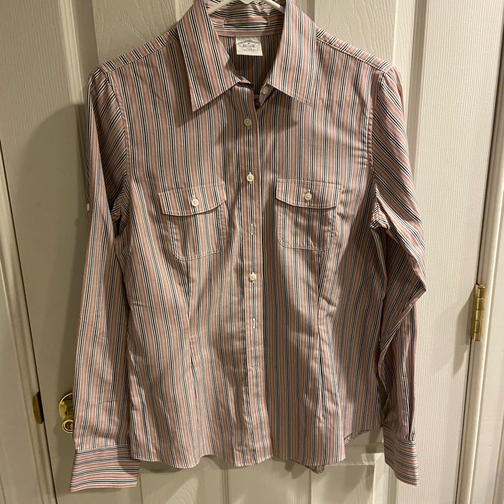 Brooks Brothers Striped Button-Down Blouse size 8 EUC 100% cotton
